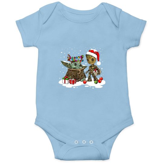 Baby Groot And Baby Yoda Friendship Christmas Onesie