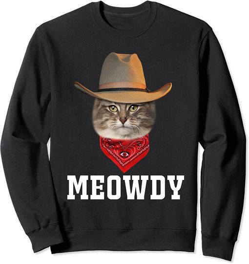 Cowboy Cats Sweatshirt Funny Western Cat in Cowboy Hat