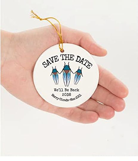 Save The Date We’ll Back 2038 Merry Cicada Mas 2021 Ornament