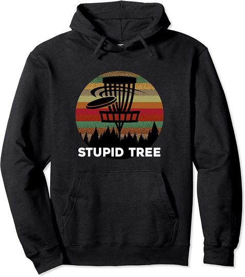 80s Retro Vintage Funny Stupid Tree Disc Golf Gift Pullover Hoodie