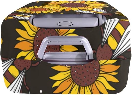 Travel Luggage Suitcase Protector Yellow Floral And Smart Bee