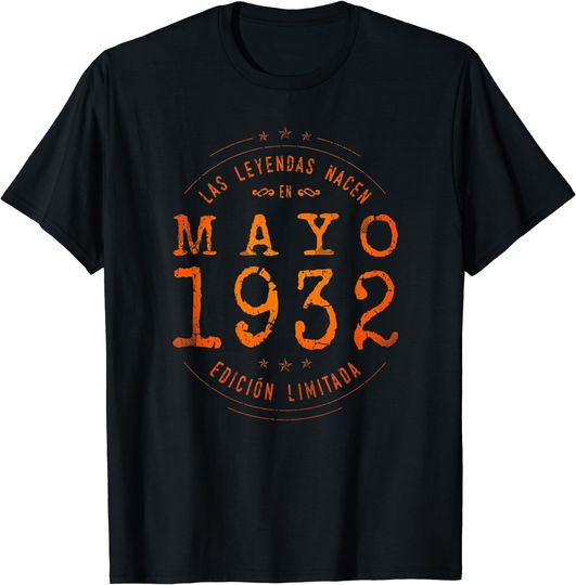Camiseta 90 Años Cumpleaños Mayo 1932 para Hombre Mujer