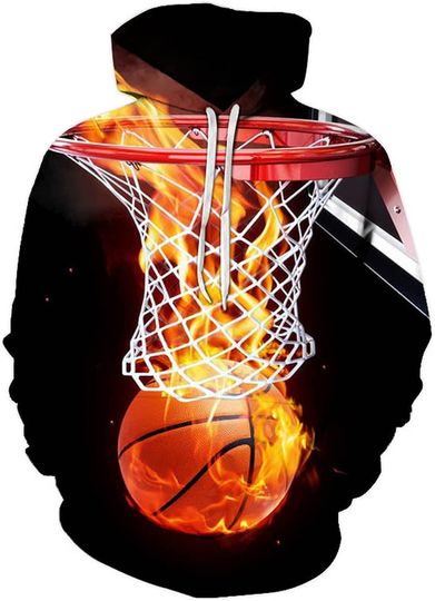 Sudadera con Capucha 3D Baloncesto Estampado Deporte Fuego Unisex