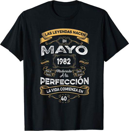 Camiseta Cumpleaños Mayo 1982 para Hombre Mujer