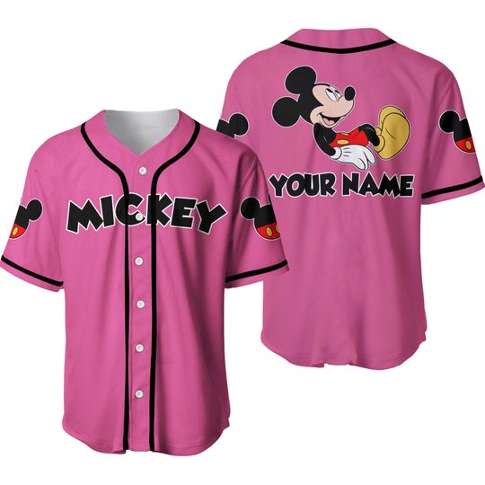 Mickey Mouse Black Pink Baseball Jersey
