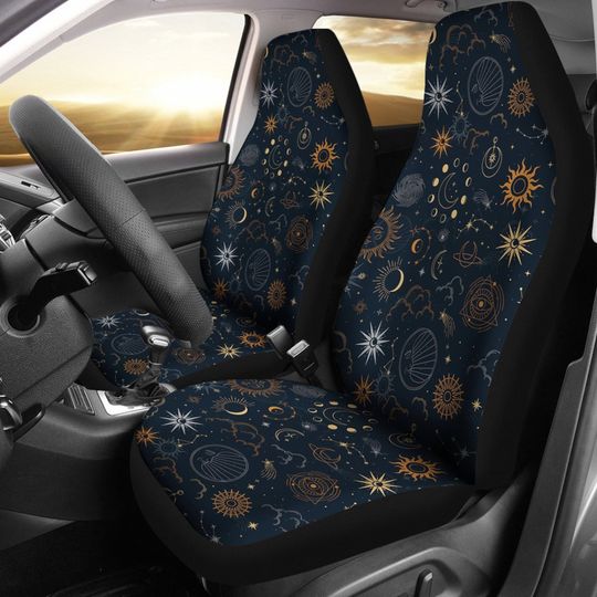 Sun and Moon Boho Car Seat Covers Universal Front Car and Suv Seat Covers
