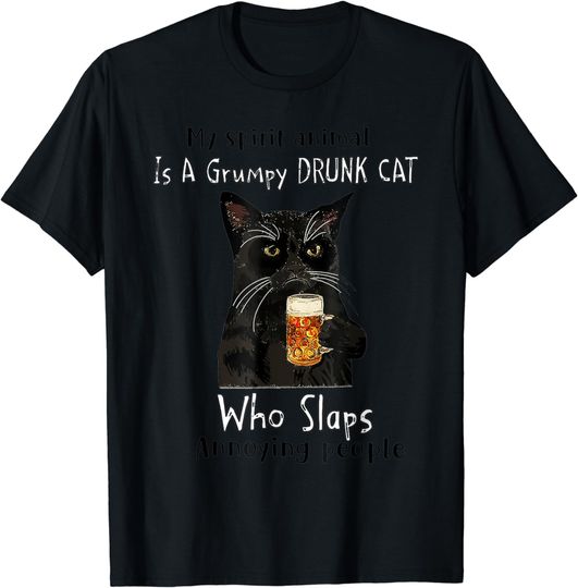 My Spirit Animal Is Grumpy Drunk Cat Slaps Annoying People T-Shirt