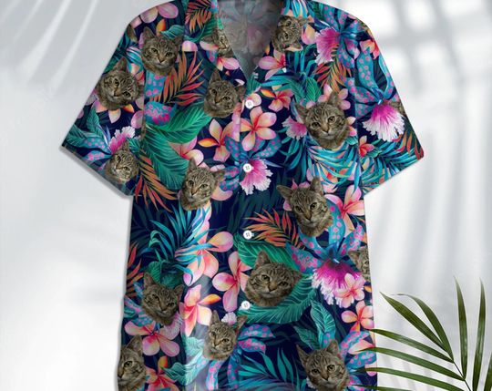 Custom Photo Face Shirts | Custom Pet's Face Hawaii Style Shirt | Hawaiian Aloha Shirt For Dog Cat Lovers | Birthday Gift