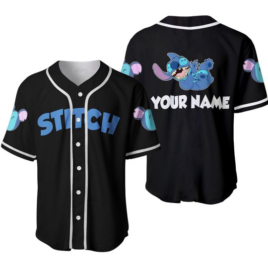 Chilling Stitch Blue Disney Custom Baseball Jersey