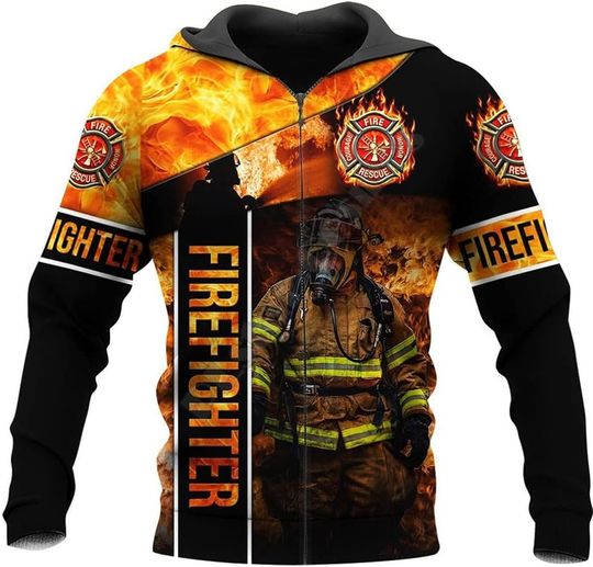 Firefighter Hoodies 3D Printed Zipper Hoodies/Sweatshirts