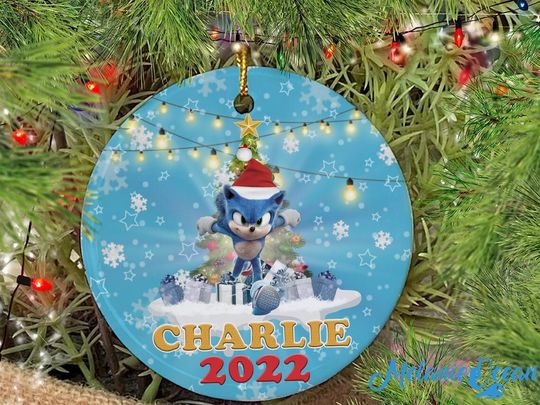 Personalized Sonic the Hedgehog Christmas Ornament