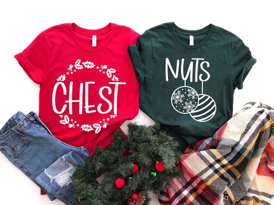 Chest And Nuts Shirt, Christmas Couple Shirt, Christmas Couple Gift