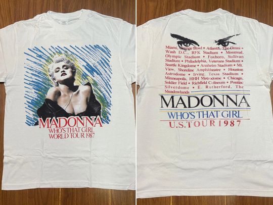 1987 Madonna Whos That Girl World Tour Double Sided T-Shirt