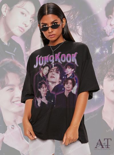 Jungkook Vintage Style T-shirt, Korean K-pop