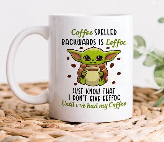 Baby Yoda coffee spelled backwards is eeffoc  mug