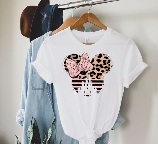 Disney Leopard Shirt, Minnie Leopard Head T-Shirt, Girls Travel Shirt