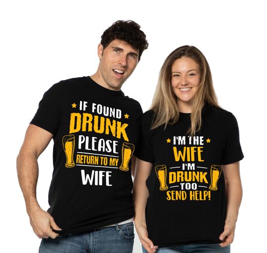 Couple Funny Valentine's day Party Tee Shirt if found drunk return to my wife Tee Shirt