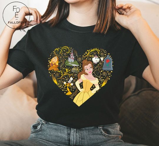 Disney Princess Belle Collage Heart Shirt