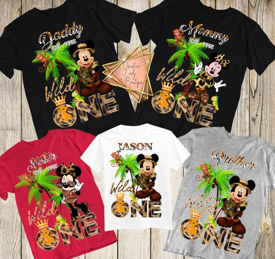 Look Who's Mickey and Minnie Bday Shirt Disney Safari Birthday Mickey and Minnie Safari Birthday Shirt