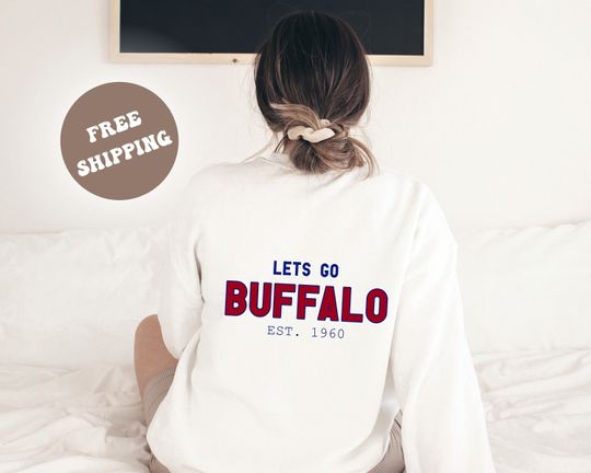 Buffalo Football Womens Crewneck, Women Buffalo Apparel,Vintage Buffalo Sweatshirt