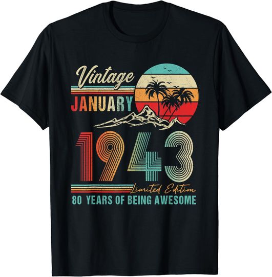 79 Years Old 79th Birthday Decoration Vintage January 1943 T-Shirt
