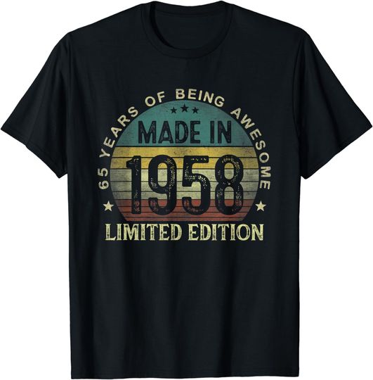 Made In 1958 65 Years Old 65th Birthday Gifts For Men T-Shirt