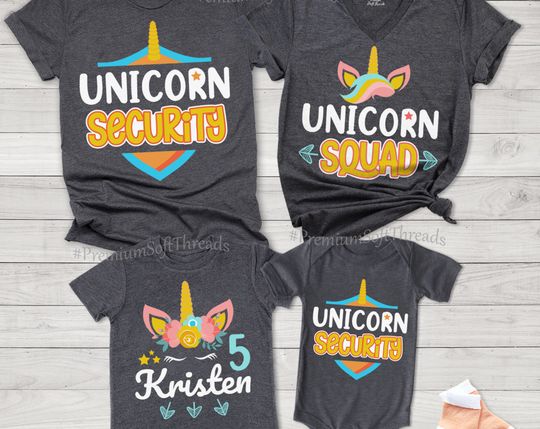 Unicorn Security Birthday Shirt, Unicorn Squad Shirt, Matching Unicorn Family Shirt