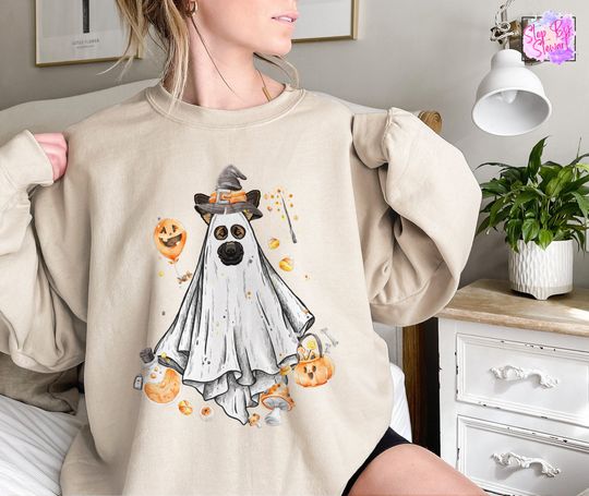 German Shepherd Sweatshirt, Ghost Dog Sweatshirt, Halloween Sweatshirt