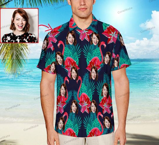 Custom Hawaii Shirt, Red Flamingo Pocket Hawaiian Shirt