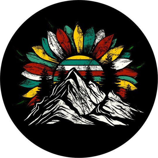 Sunflower on the Mountains Spare Tire Cover