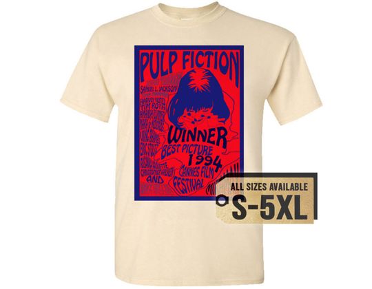 Pulp Fiction V9 Natural White Grey Vintage Men T Shirt