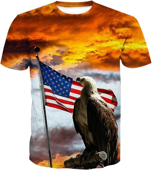 Space Eagle and Flag 3D T-Shirt