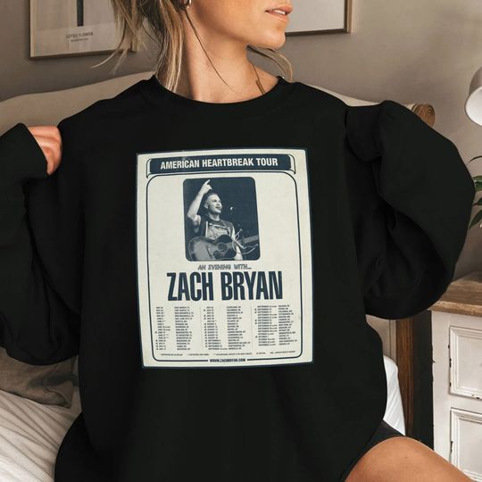 Zach Bryan Sweatshirt, American Heartbreak Tour Sweatshirt