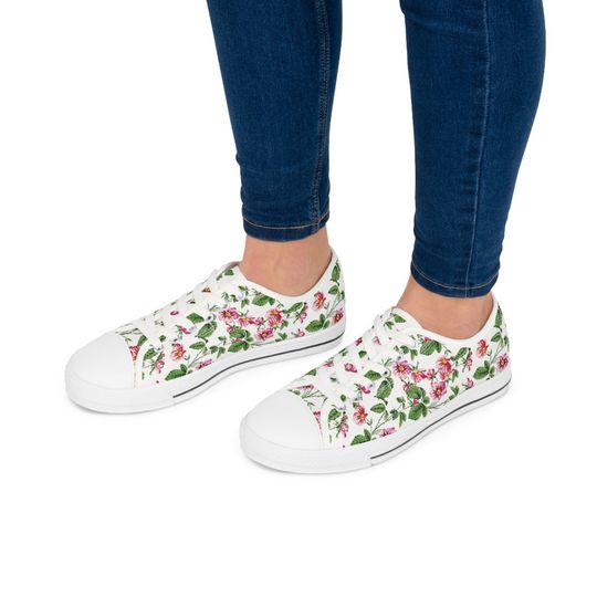 Flower Printed Women's Low Top Sneakers