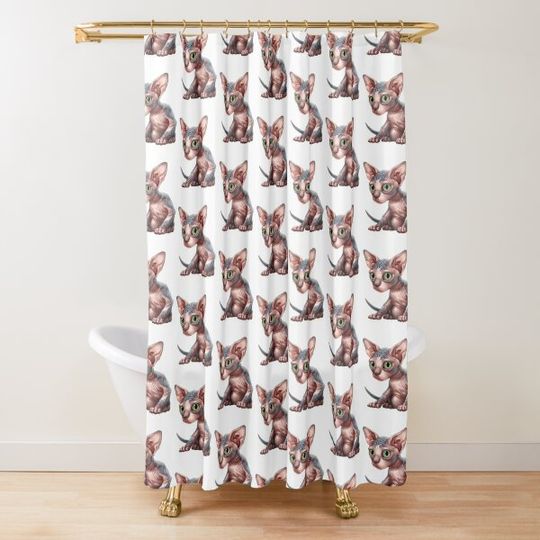Cat-a-clysm: Sphynx kitten - Classic Shower Curtain