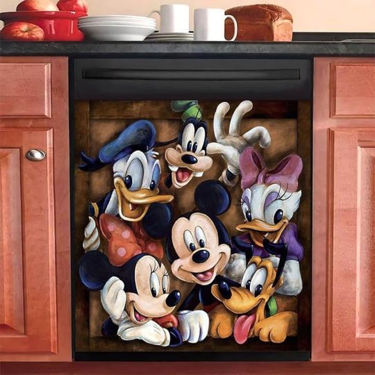 Mickey Minni Plut0 D0nald Duck Merry Christmas Xmas Gift Dishwasher Cover