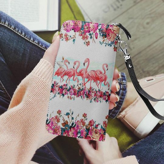 Floral Flamingo Leather Wallet