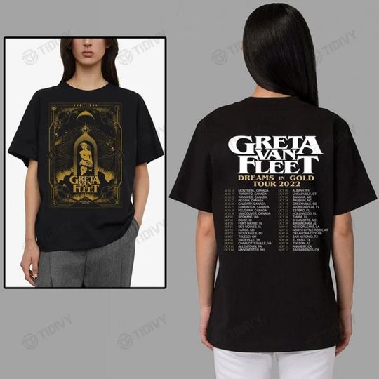 Greta Van Fleet Dreams In Gold Tour 2022 Double Sided T-shirt
