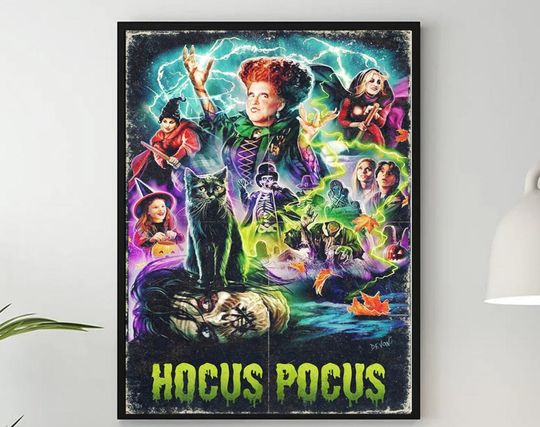 Hocus Pocus Poster, Retro Halloween Hocus Pocus Merch Wall Art