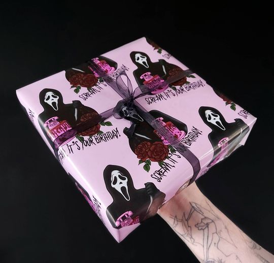 Scream, it's your Birthday Grimwrap | Halloween horror wrapping paper