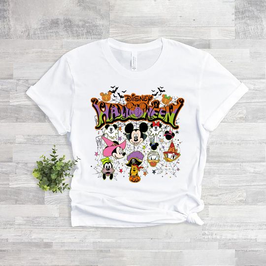 Disney Halloween Vintage Shirt, Disney Halloween Family Shirts, Mickey And Friends Halloween Vintage Shirt=