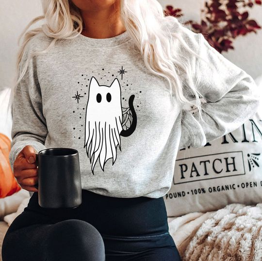 Ghost cat Halloween Sweatshirt