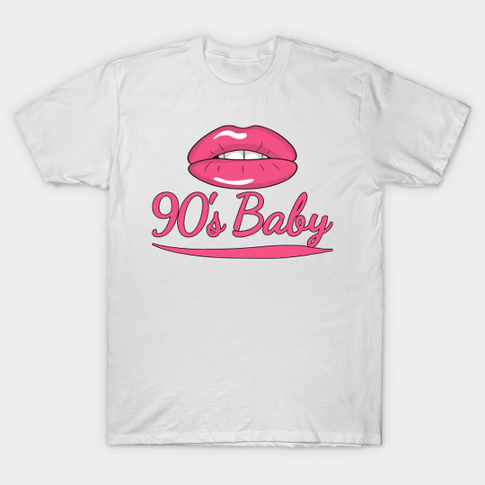 90s Baby - Lips, Women, Girly, Pink - 90s Baby - T-Shirt