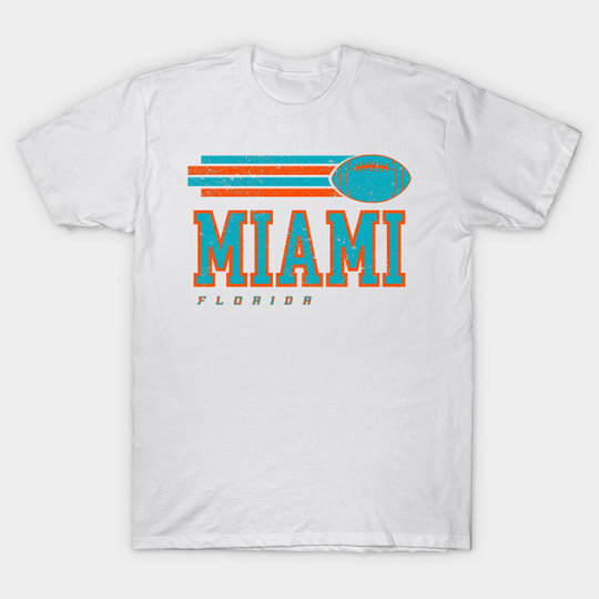 Miami Football Retro Vintage Stripes - Miami Football - T-Shirt