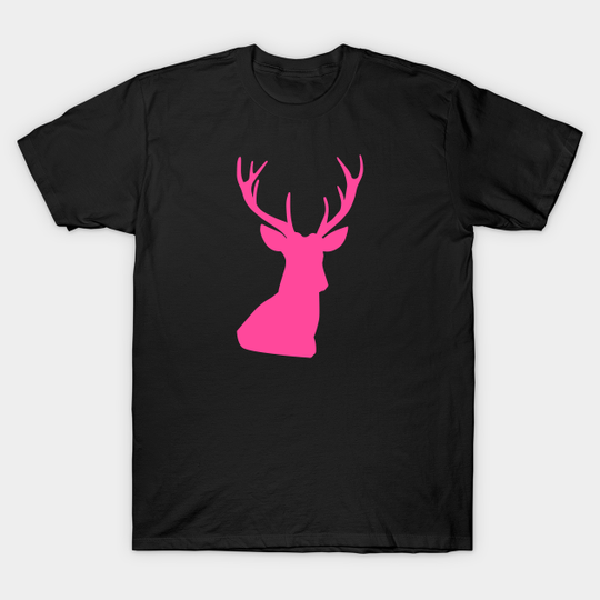 Deer Head Silhouette Skull Hot Pink Color - Womens Hunting Apparel - T-Shirt