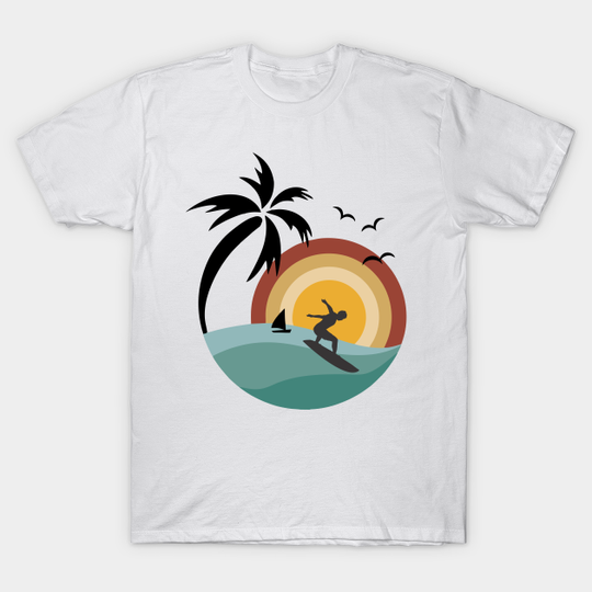Retro Sun Ocean View Surfer - Retro Surfer Vibe - T-Shirt