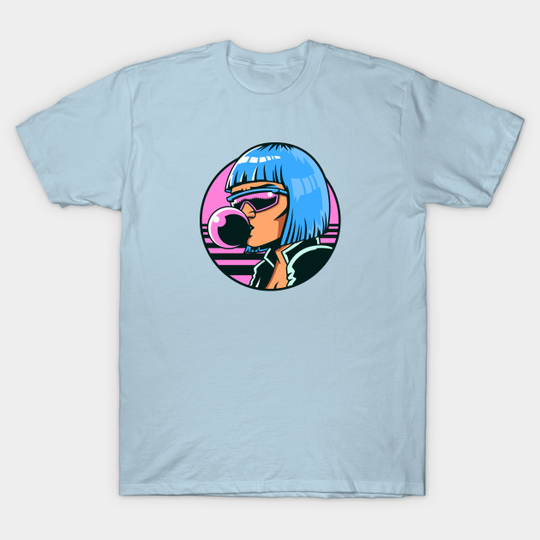 Retro Girl Blowing a Bubble - Retro Woman - T-Shirt