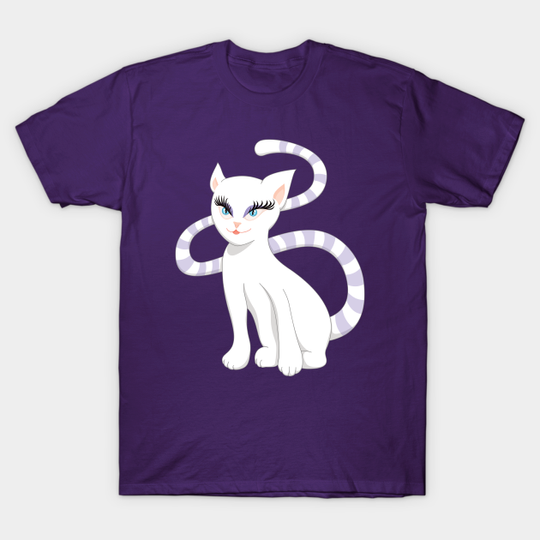 Beautiful Cartoon Cute White Cat - Cat - T-Shirt