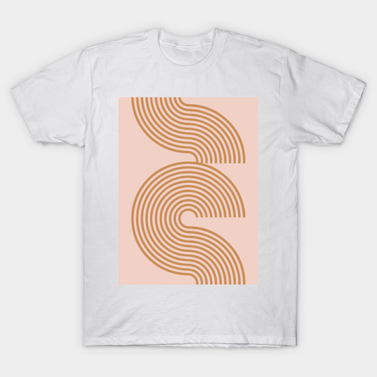 Terra Pink Arch Line Pattern Retro 70s - Pink Lines - T-Shirt