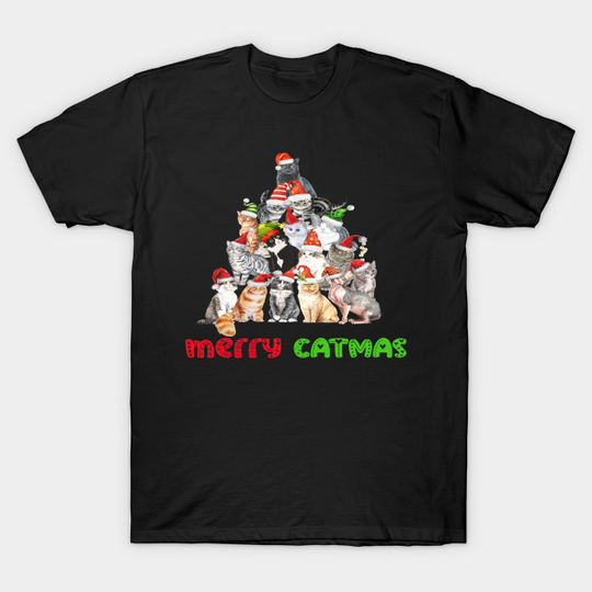 Meowy Christmas Cat Lover - Christmas Cat Lover - T-Shirt